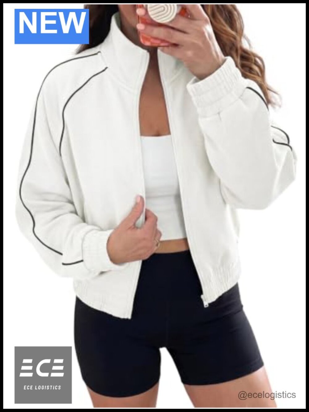 Women Track Jacket Full Zip Stand Collar Lightweight Workout Casual